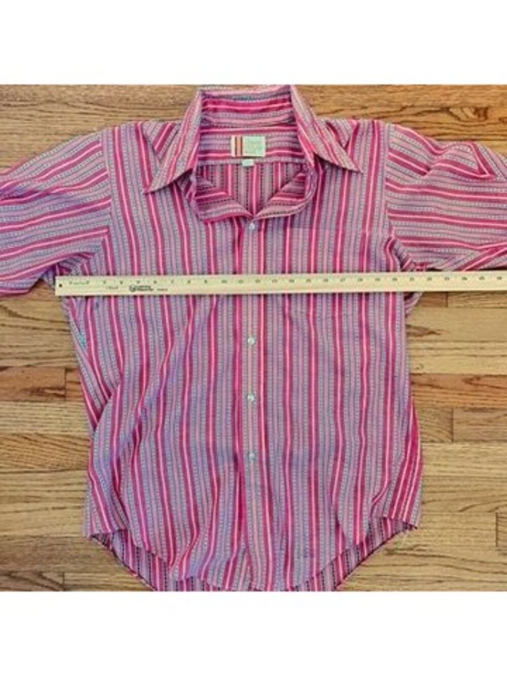 Vintage 70s Arrow Collar Man Shirt M Short Sleeve Retro Rockabilly Disco - Picture 7 of 8